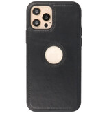 Klassiek Design Leer Back Cover voor iPhone 12 - 12 Pro Zwart