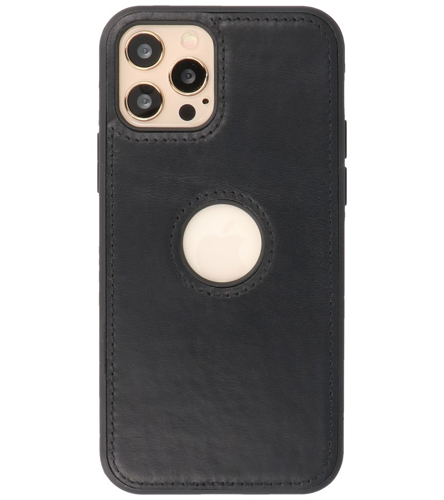 Klassiek Design Leer Back Cover voor iPhone 12 - 12 Pro Zwart