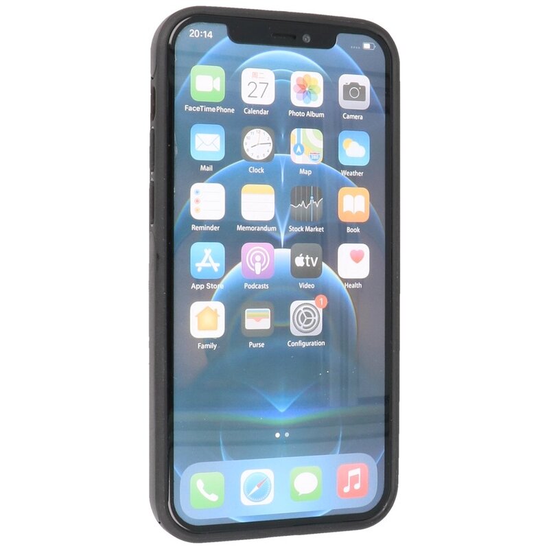 Klassiek Design Leer Back Cover voor iPhone 12 - 12 Pro Zwart