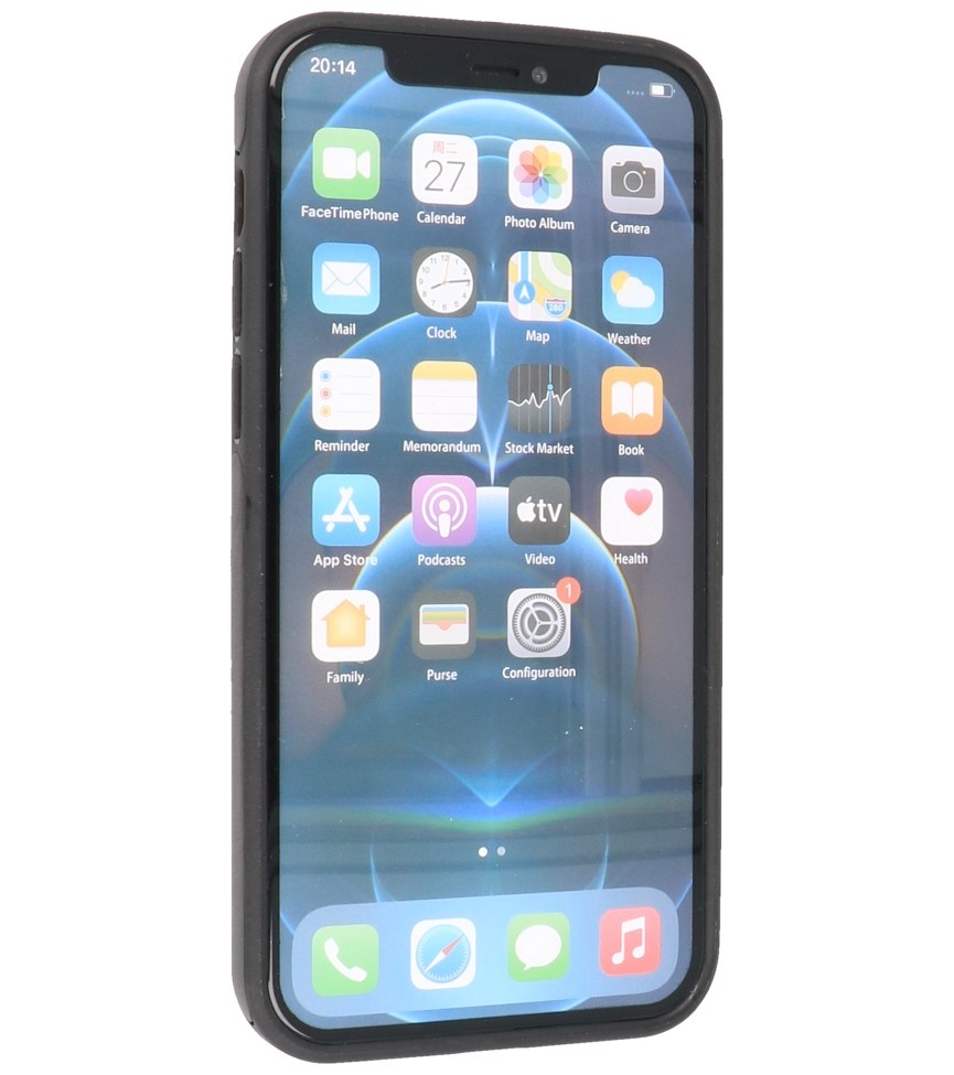 Klassiek Design Leer Back Cover iPhone 12 - Pro Zwart