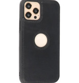 Klassiek Design Leer Back Cover iPhone 12 - Pro Zwart