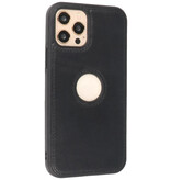 Klassiek Design Leer Back Cover voor iPhone 12 - 12 Pro Zwart