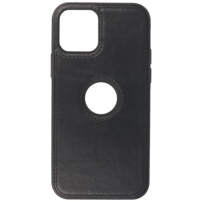 Klassiek Design Leer Back Cover voor iPhone 12 - 12 Pro Zwart