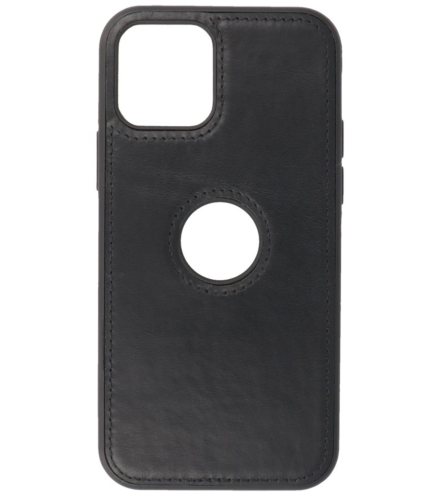 Klassiek Design Leer Back Cover iPhone 12 - Pro Zwart