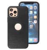Klassiek Design Leer Back Cover voor iPhone 12 - 12 Pro Zwart