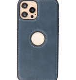 Klassiek Design Leer Back Cover iPhone 12 - Pro Navy