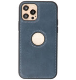 Klassiek Design Leer Back Cover voor iPhone 12 - 12 Pro Navy