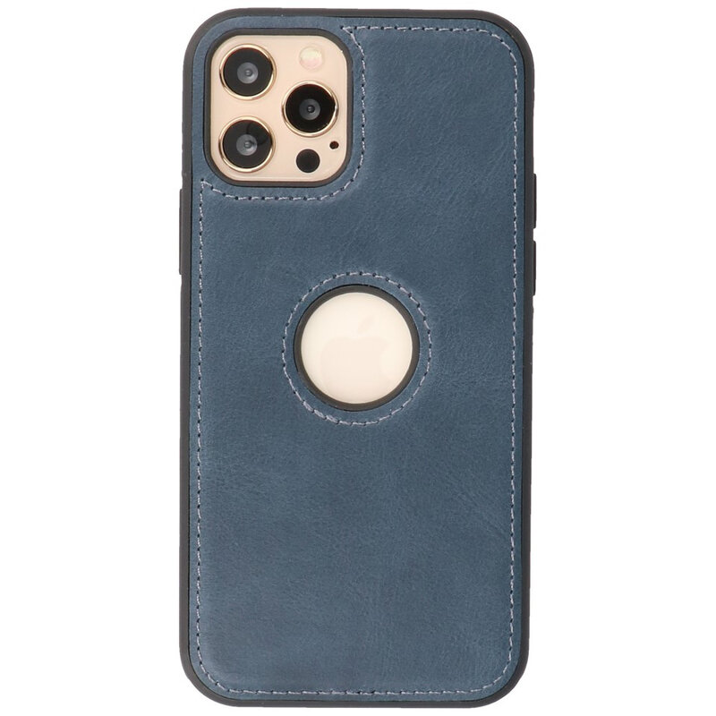 Klassiek Design Leer Back Cover voor iPhone 12 - 12 Pro Navy