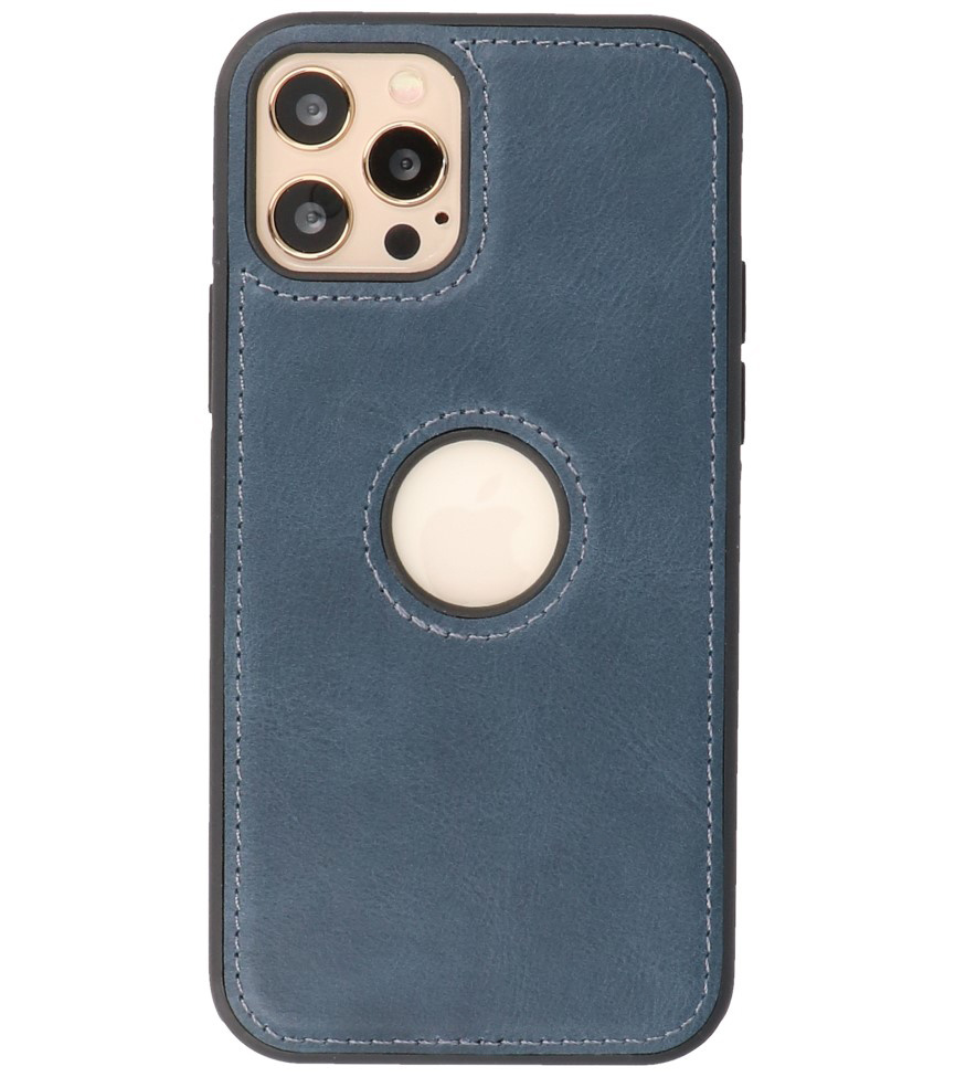 Klassiek Design Leer Back Cover voor iPhone 12 - 12 Pro Navy