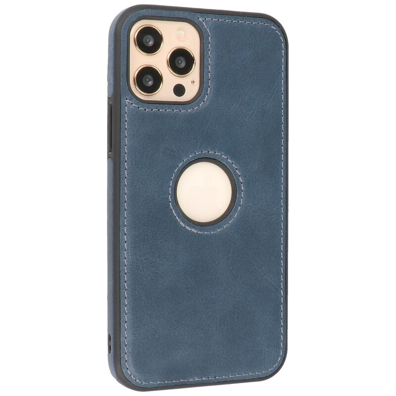 Klassiek Design Leer Back Cover voor iPhone 12 - 12 Pro Navy