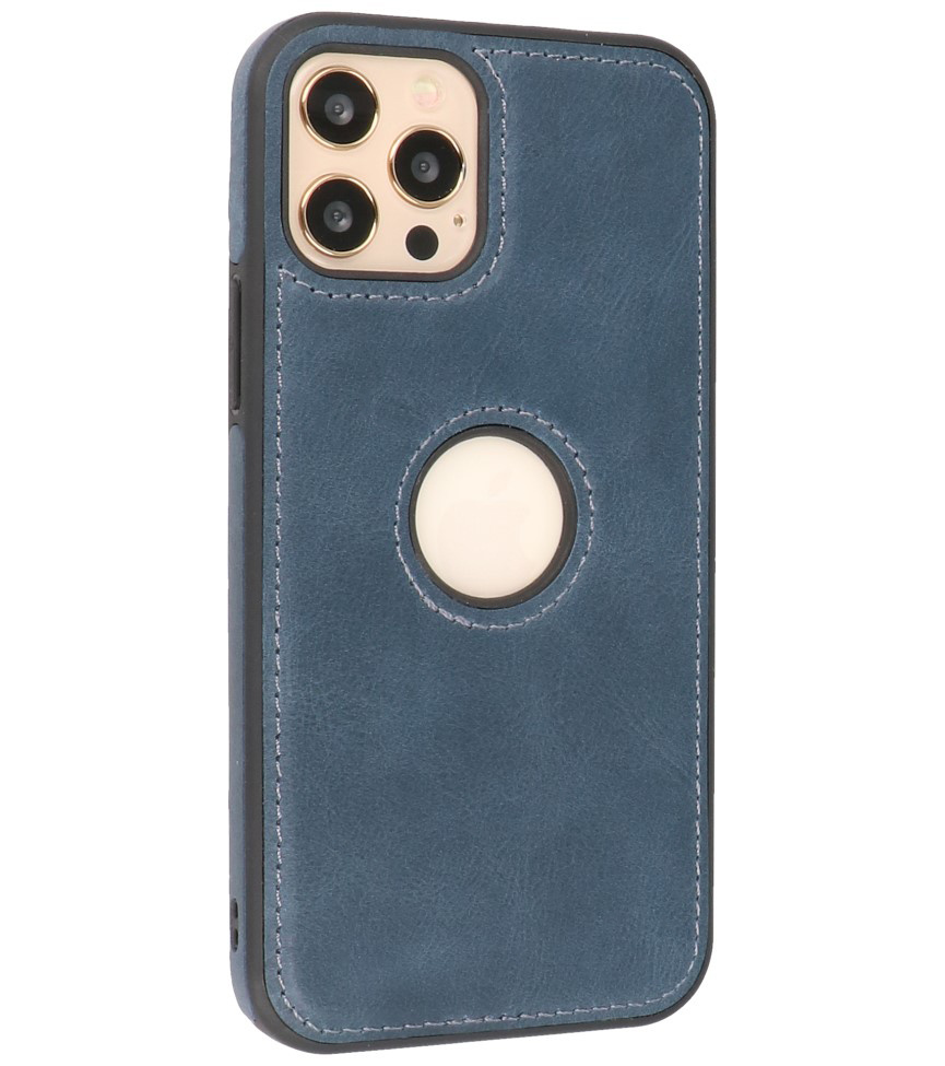 Klassiek Design Leer Back Cover voor iPhone 12 - 12 Pro Navy