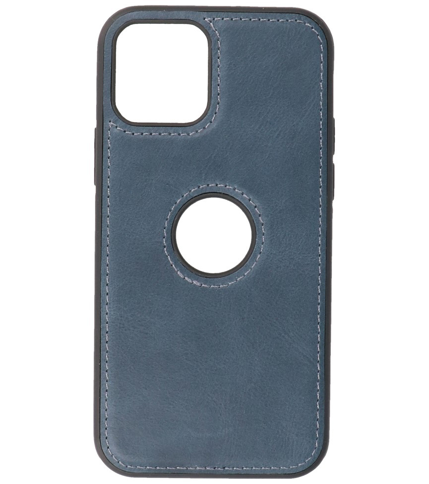 Klassiek Design Leer Back Cover voor iPhone 12 - 12 Pro Navy