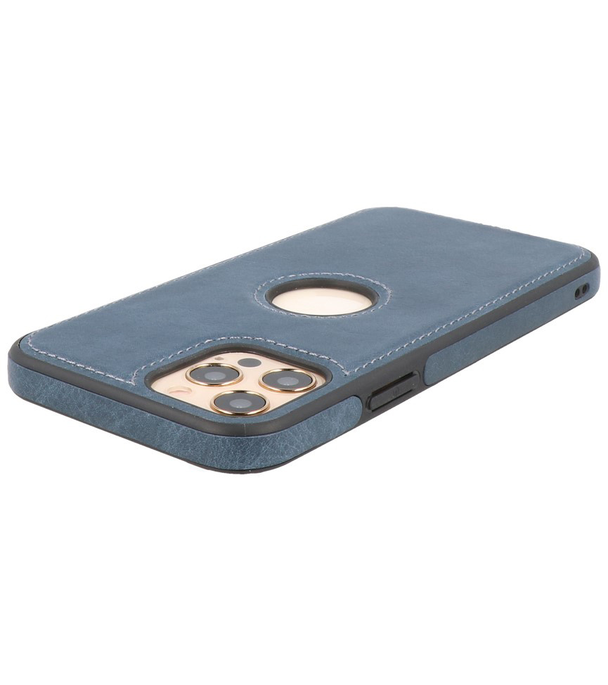 Klassiek Design Leer Back Cover voor iPhone 12 - 12 Pro Navy