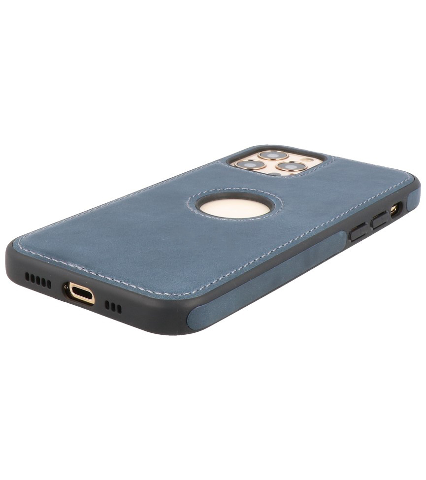 Klassiek Design Leer Back Cover voor iPhone 12 - 12 Pro Navy