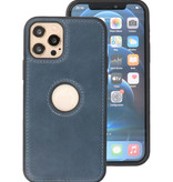 Klassiek Design Leer Back Cover voor iPhone 12 - 12 Pro Navy