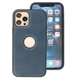 Klassiek Design Leer Back Cover voor iPhone 12 - 12 Pro Navy