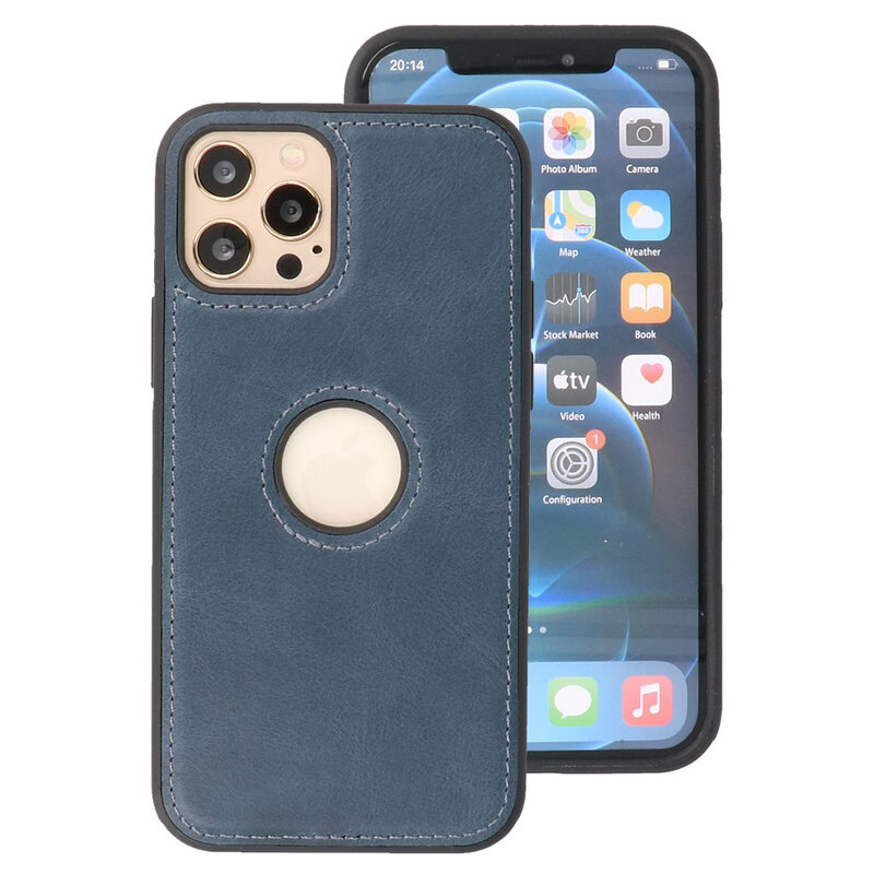 Klassiek Design Leer Back Cover voor iPhone 12 - 12 Pro Navy