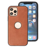 Klassiek Design Leer Back Cover voor iPhone 12 - 12 Pro Cognac