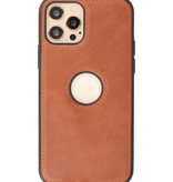 Klassiek Design Leer Back Cover iPhone 12 - Pro Cognac