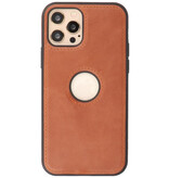 Klassiek Design Leer Back Cover voor iPhone 12 - 12 Pro Cognac
