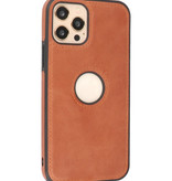 Klassiek Design Leer Back Cover iPhone 12 - Pro Cognac