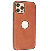 Klassiek Design Leer Back Cover voor iPhone 12 - 12 Pro Cognac