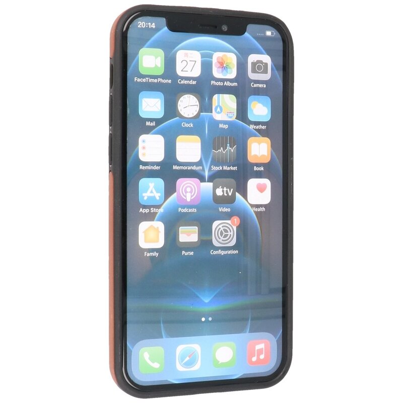 Klassiek Design Leer Back Cover voor iPhone 12 - 12 Pro Cognac