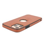 Klassiek Design Leer Back Cover voor iPhone 12 - 12 Pro Cognac