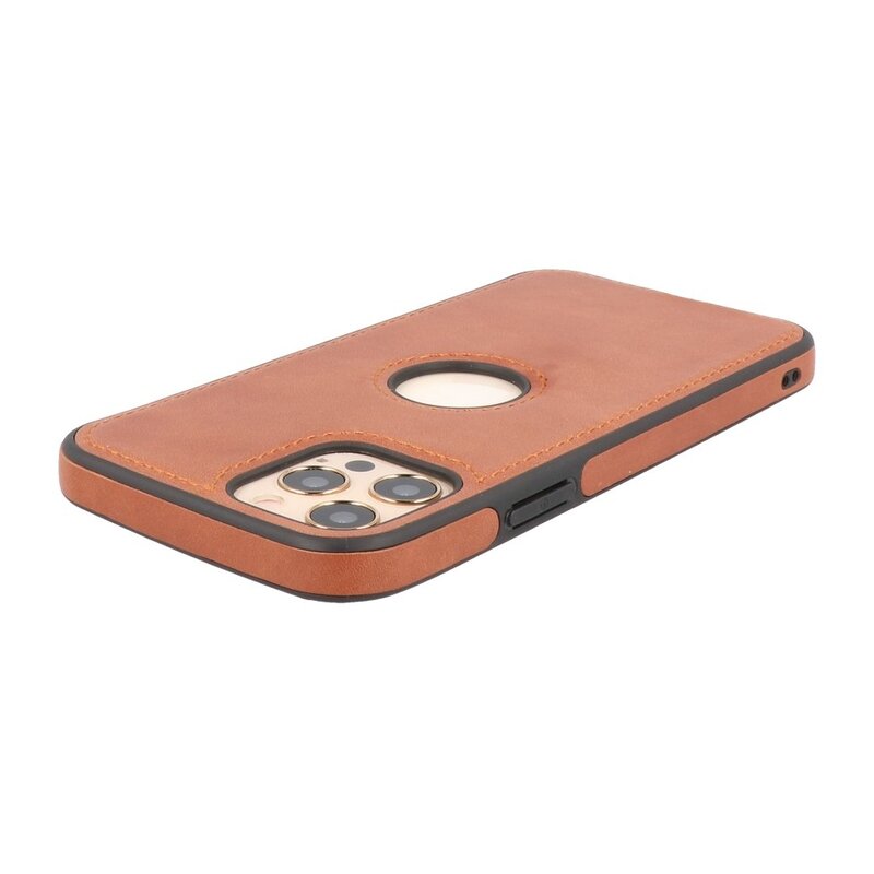 Klassiek Design Leer Back Cover voor iPhone 12 - 12 Pro Cognac