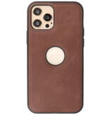 Klassiek Design Leer Back Cover voor iPhone 12 - 12 Pro Mocca