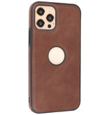 Klassiek Design Leer Back Cover voor iPhone 12 - 12 Pro Mocca