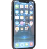 Klassiek Design Leer Back Cover iPhone 12 - Pro Mocca