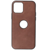 Klassiek Design Leer Back Cover voor iPhone 12 - 12 Pro Mocca