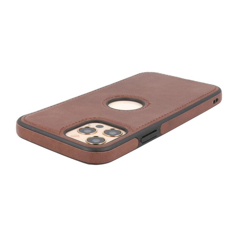 Klassiek Design Leer Back Cover voor iPhone 12 - 12 Pro Mocca