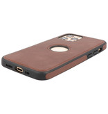 Klassiek Design Leer Back Cover voor iPhone 12 - 12 Pro Mocca