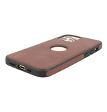 Klassiek Design Leer Back Cover voor iPhone 12 - 12 Pro Mocca