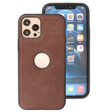 Klassiek Design Leer Back Cover voor iPhone 12 - 12 Pro Mocca