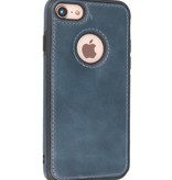 Klassiek Design Leer Back Cover voor iPhone SE 2020 / 8 / 7 Navy