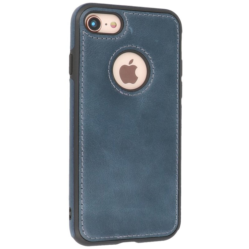 Klassiek Design Leer Back Cover iPhone 8 Navy