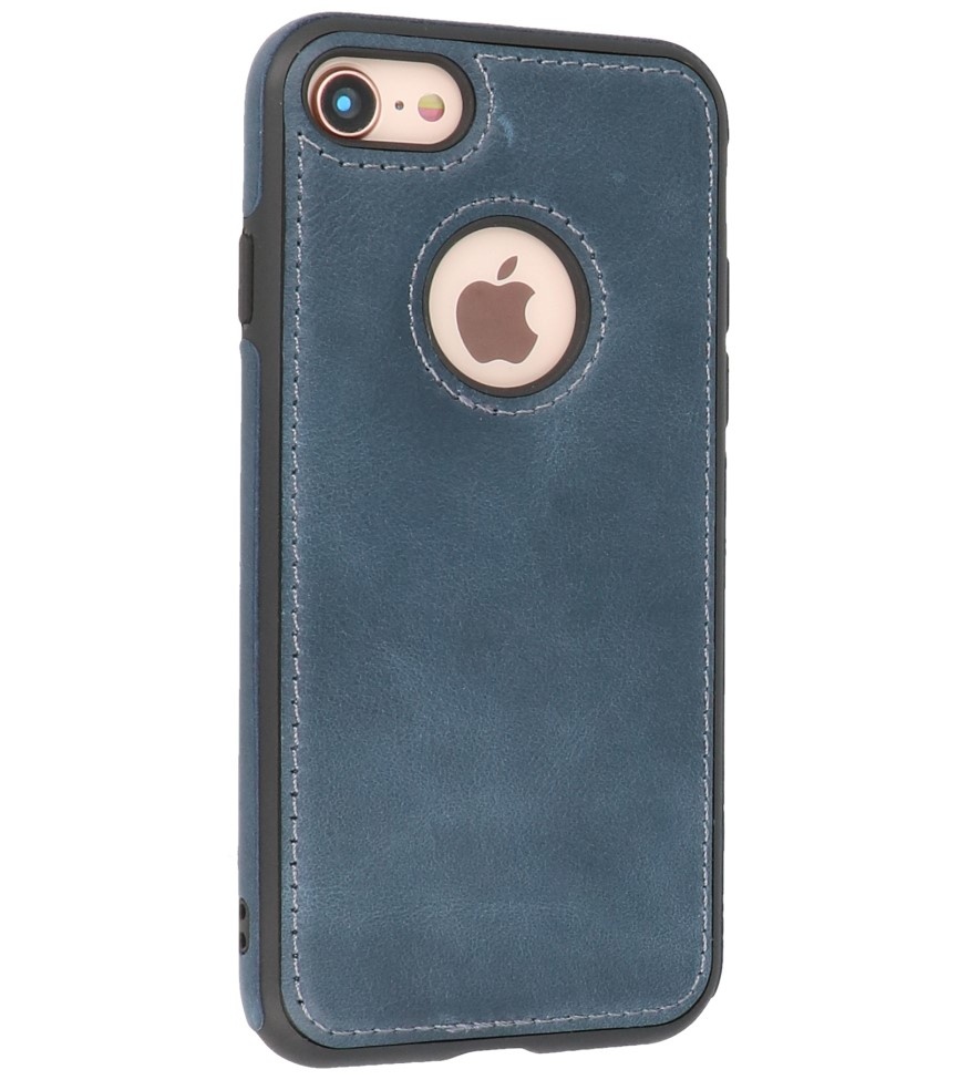 Klassiek Design Leer Back Cover voor iPhone SE 2020 / 8 / 7 Navy