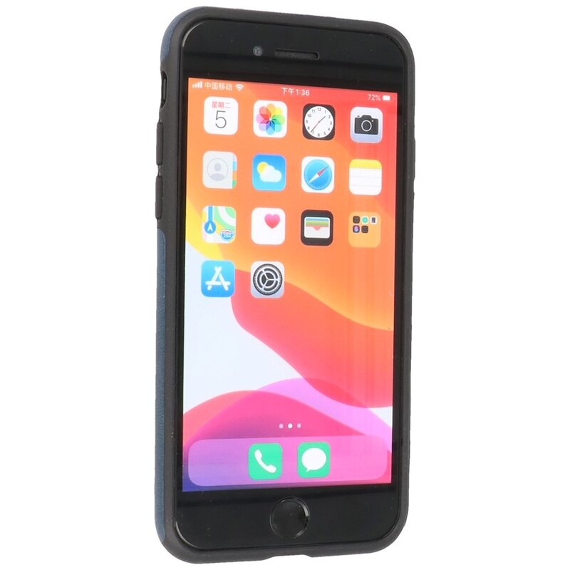 Klassiek Design Leer Back Cover iPhone 8 Navy