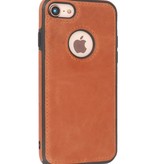 Klassiek Design Leer Back Cover iPhone 8 Cognac