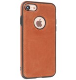 Klassiek Design Leer Back Cover voor iPhone SE 2020 / 8 / 7 Cognac