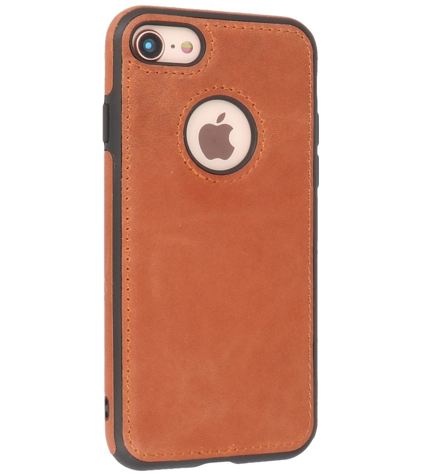 Klassiek Design Leer Back Cover iPhone 8 Cognac