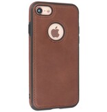 Klassiek Design Leer Back Cover voor iPhone SE 2020 / 8 / 7 Mocca