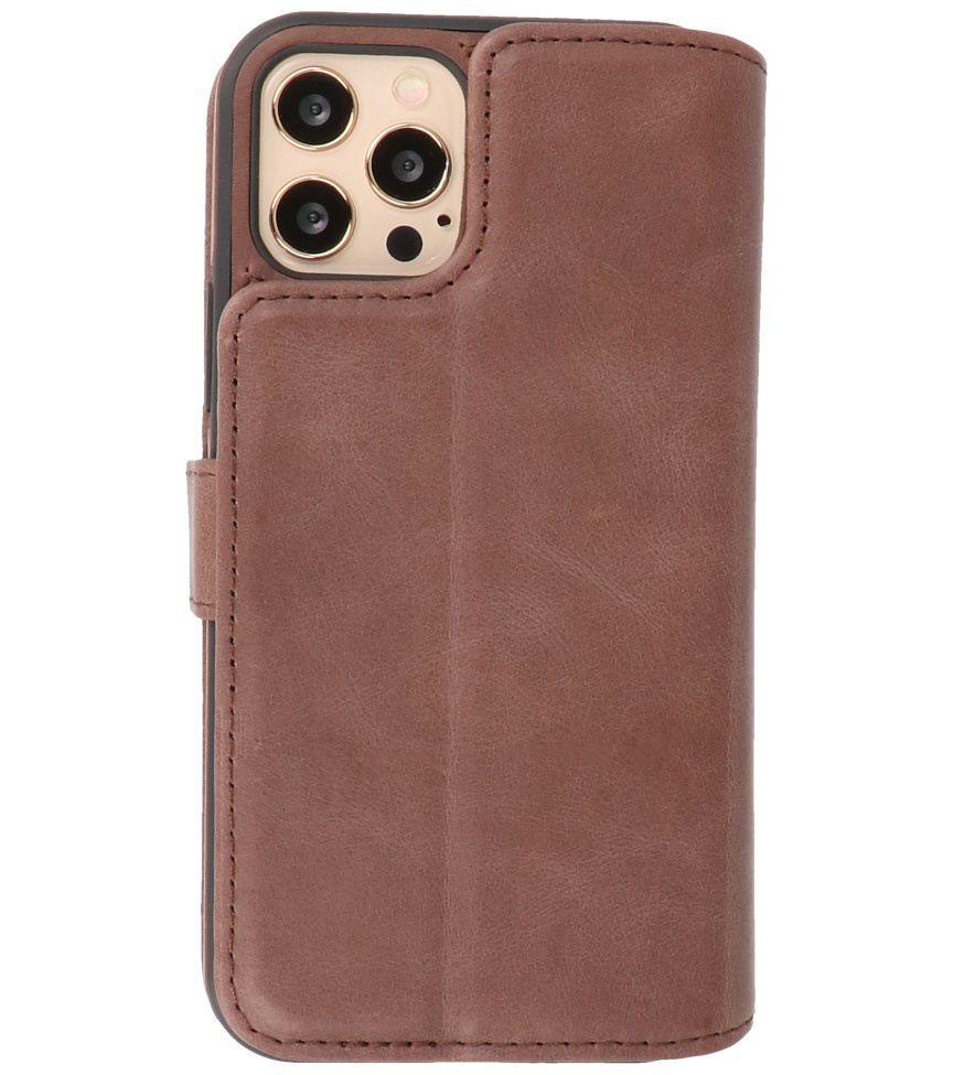 Klassiek Design 2 in 1 Leer Book Case iPhone 12 - Pro Mocca