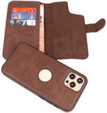 Klassiek Design 2 in 1 Leer Book Case voor iPhone 12 - 12 Pro Mocca