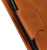 Pull Up PU Leather Bookstyle para Nokia 1.4 Marrón