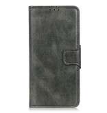 Pull Up PU Leather Bookstyle para Samsung Galaxy S21 FE Verde Oscuro