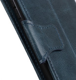 Pull Up PU læder bogstil til Samsung Galaxy A22 4G Blå